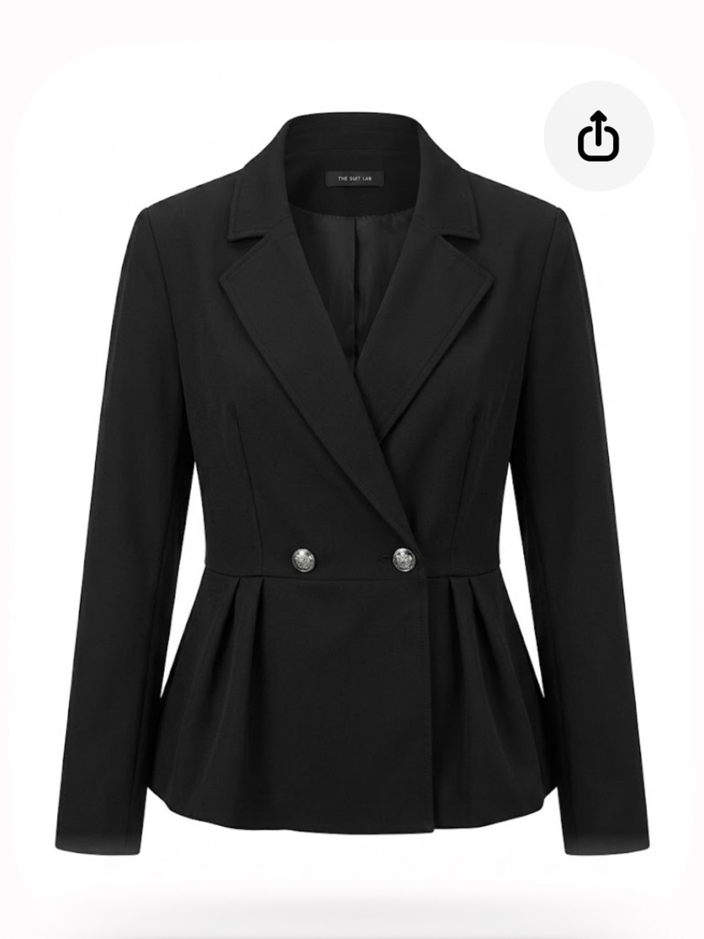 Women's Black Double-Breasted Peplum Blazer Size L